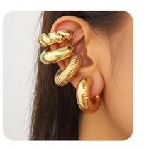 Oro Donna Orecchini Ear Cuff Grande Round Non Penetranti Gioielli Ipoallergenici Per Donne