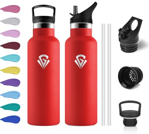 Borraccia Termica 500ml, Bottiglia Acqua senza BPA, Borraccia con Cannuccia, Facile da Pulire, senza Perdite, Isolamento Termico a Doppia Parete, Termos per Scuole, Viaggio, Campeggio, Uffici