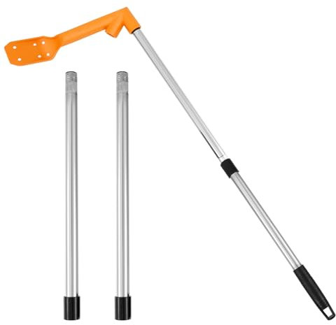 Harupink Outil de nettoyage de gouttière réglable avec 4 manches télescopiques, combinaison jusqu'à 2,2 m, inoxydable et ergonomique, pour feuilles, fenêtres, toits de gouttières