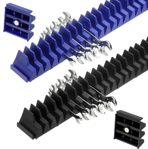 PATIKIL 46pcs Magnetic Wrench Organizer for Tool Box Black Blue | Magnetic Modular Wrench Organizer Holder,Toolbox Universally,for 46 Tools Drawer Chest Ratcheting Offset Wrenches