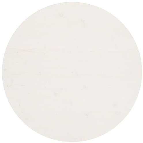 homiuse Rund Tischplatte Kiefer Holzplatte Massiv Holzplatte Ersatzteil für Esstisch Couchtisch Garten Tische Langlebig Leicht Reinigen Eleganter Stil Weiß Ø90x2,5 cm