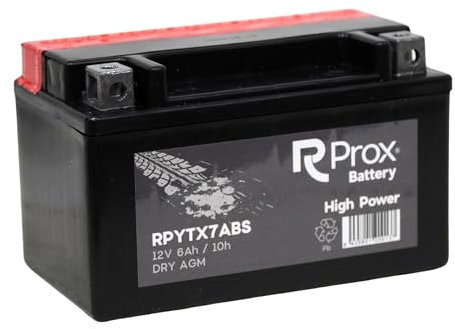 Batterie moto YTX7A-BS AGM High Power 12 V 6 Ah 100 Amp. Puissance de démarrage maximale. Fabrication européenne.