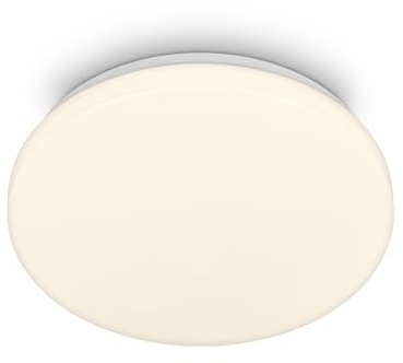 BRILONER - LED Bathroom Ceiling Light Warm White Colour, dust and Splash Protected, 12W, 1300lm, Bathroom, Kitchen, IP54, Wet Room, 27x6.5 cm, White