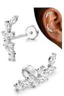 Adramata Ohrstecker Silber 925 Helix Piercings Hypoallergene Ohrringe Damen | Knorpel Ohrring Damen,Flatback Ohrringe Silber 925,Hypoallergen Tragus Helix Piercings,Vergoldet Ohrring Stecker