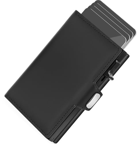 IBOPUXIU Portefeuille Homme Fin RFID | Porte Cartes,10 Emplacements Cartes, Poche à Monnaie, pour Homme, Anti-Vol Données, Usage Quotidien