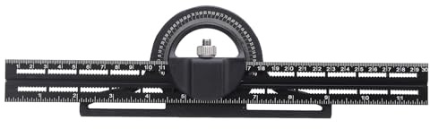 Kombinationswinkellineal, multifunktionales bewegliches Holzbearbeitungswerkzeug, universeller Nonius-Winkelmesser mit 0–360°-Drehung, Aluminiumlegierungskonstruktion für