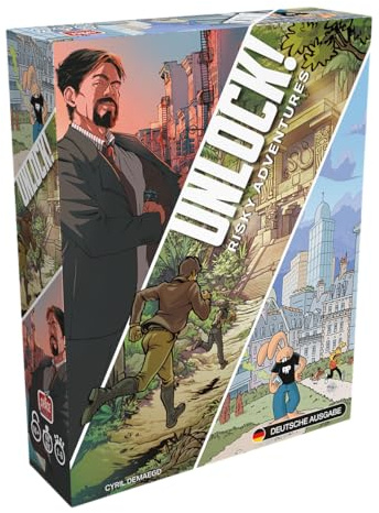 Asmodee, Unlock! Risky Adventures, Familienspiel, Deutsch | Kooperatives Escape-Rätselspiel für 1-6 Spieler, 60-80 Minuten, Brettspiel ab 10 Jahren, Schwierigkeit: Leicht bis Schwer