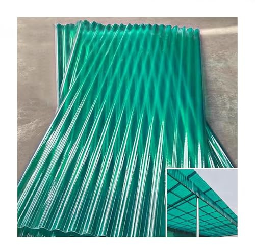Lot de 5 panneaux de toiture transparents en polycarbonate, plaques ondulées en plastique pour serres, pour les patios, les cloisons, les abris de jardin et les puits de lumière.(Green,1m/3.3ft)