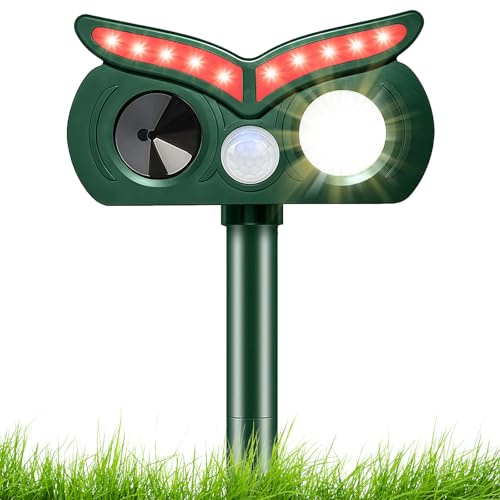 Répulsif Chat Ultrason, Repulsif Chat Solaire 2 LED, Répulsif Chat Exterieur Étanche avec Détecteur de Mouvement, Répulsif Animaux pour Anti Chats Chiens Souris Ratons Oiseaux