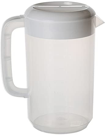 Pichet en plastique environnemental avec poignée et couvercle Pichet à eau fait à la main pour eau chaude et froide Glace Thé citron Jus de boisson Réfrigérateur Bouilloire froide en plastique