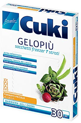 Cuki Gelopiù sacchetti freezer 7 strati piccoli - 18 x 28 cm - 1,5 L - 1 confezione da 30 pezzi