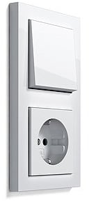 GIRA Serie E2 Komplett-Sets - Reinweiß Glänzend (Steckdose, Wechselschalter, Rahmen 2fach, Wippe)