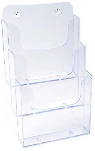 Exacompta 75158D 10er Pack Tischprospekthalter Exacyrl für DIN A5 aus robustem Acryl 3 Stufen gefertigt aus einem Guss kristall ideal für Schreibtisch und Büro Verkaufsbüro Flyerhalter