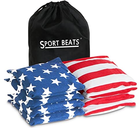 SPORT BEATS Cornhole Bags Allwetter 8er Set für Cornhole Wurfspiele, Regulierung Gewicht & Größe - inkl. Tragetaschen