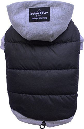 Doggy Dolly FP-W109-L Mops & Französische Bulldogge Hundemantel & Hundepullover, schwarz-grau, L