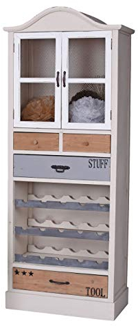 Weinschrank Landhausstil Vitrine Weinregal Holzregal 63cm Beige Vintage Schrank mxa036 Palazzo Exklusiv