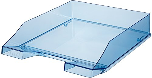 Han Klassik Briefablage A4/C4 stapelbar, stark, transparent rauchtopas farbig - 6er Pack, 12 Ablagen | transparent-blau, 1
