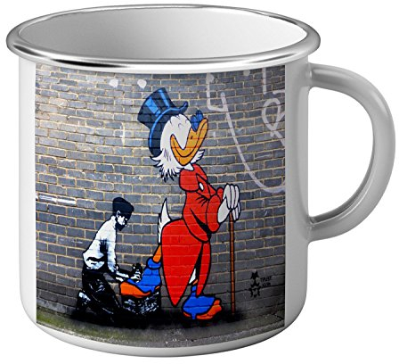 Tazza Mug Smaltata Zio Paperone graffiti di strada arte Banksy