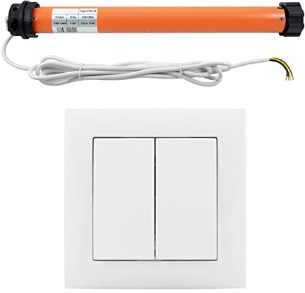 3T-MOTORS Rolladenmotor mit Wippschalter, Rollladenantriebs-Set Rohrmotor und Schalter, Rolladenantrieb 3T45-10 + Jalousieschalter, Rollladenmotor 10 Nm SW60 für 60 mm achtkant Welle