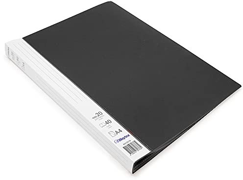 Waytex 931331N Protège Documents A4 40 vues Premium en Polypropylène Opaque Identifiable - 20 Pochettes transparentes - Noir