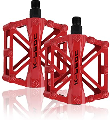 SPFASZEIV Fahrrad Pedal Aluminium Bike Pedale Cycling/Road Mountain MTB/BMX Bike Pedal mit Super Lager Pedale Licht Stable Plat mit Anti Rutschpedal für 9/16 Zoll (5 Farbe)