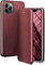 ONEFLOW Business Case für iPhone 11 Pro Max Handyhülle klappbar mit Standfunktion, Klapphülle Flipcase Cover Dünn, PU Leder Hülle mit Kartenfach, 360 Grad Schutzhülle, Weinrot