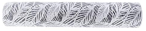 Ideen mit Herz Tischläufer Deluxe | Deko-Vlies auf Rolle | 30cm x 5m | Tischband | Tischdeko | Verschiedene Designs zur Auswahl (Blätter | Silbergrau)
