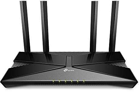 TP-Link Archer AX20 Wi-Fi 6 WLAN Router (1201 Mbit/s 5 GHz, 574 Mbit/s 2,4 GHz, 4 × Gigabit LAN-Ports, 1×USB 2.0 Port, WPA3, kompatibel mit Alexa, Tether APP), schwarz