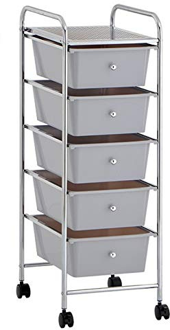 HERSIG - Mueble Cajonera Plastico | Cajonera con Ruedas 5 Alturas - Color Gris Oscuro