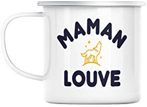 Mug en Métal Emaillé Maman Louve Famille Mignon Animal