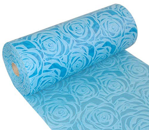 Dekoflor Tischband Tischläufer Tischdeko einzigartiges Rosen Design (Wasserfest, Lotuseffekt, samtige Oberfläche, 5 m Rolle, 30 cm Breite, 100% Nylon), Blau