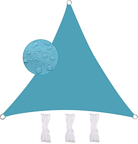 MEEYI Sonnensegel Dreieck 2X2X2m Sonnenschutzsegel Balkon 95% Beschattung UV Schutz Wetterschutz Wasserabweisend Windschutz & Tear Resistant Sonnenschutz Für Garten Terrasse Carport, Blau