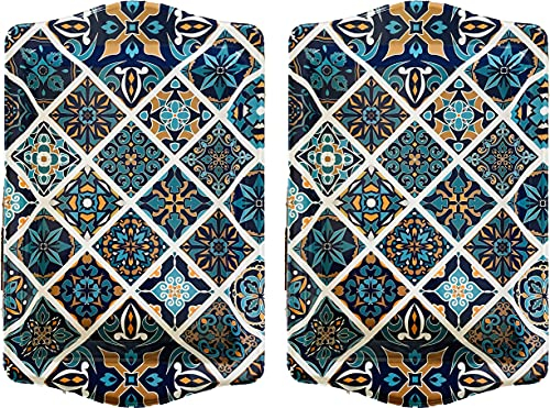 Totally Turkish Premium Design Small Serving Tray – Twin Pack of Trays with Gift Box, Decorative Serving Plates for Cups, Drinks, Bowls. 25 x 16 cm. Ideal Surface tidier for Household Items (Aegean)