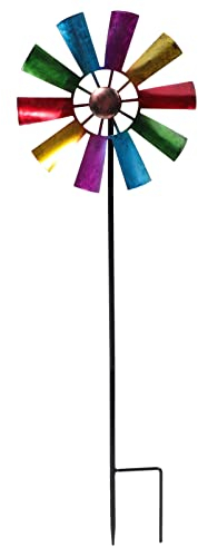 Hemoton Metall Gartenstecker Garten Windrad Windmühle: Blumen Gartendeko Stecker Eisen Gartenschilder Dekostecker Wind für Vogelabwehr Landhaus Dekoration Rasen Terrassen Deko