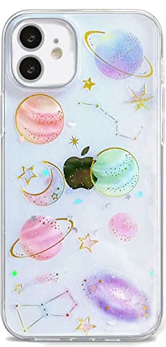 Efitoo Case for iPhone 12 Mini Stars Cases, Clear Soft Silicone Case with Design Bling Stars Moon Space Shiny Ultra Thin Sparkle Protective Shell Cover Cases