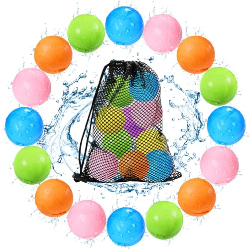 Wiederverwendbare Wasserballons, Sommerspielzeug, Wasserspielzeug für Jungen und Mädchen, Außenpool, Strandspielzeug für Kinder, Wasserspiele, Spielzeug, selbstdichtender Wasserspritzball (16 Stück)
