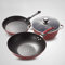 WIQUYBML Utensilios de Cocina de Tres Piezas, Olla para Sopa con Tapa de Vidrio, Wok, sartén, Mango Fuerte, de Hierro, Apto para Todas Las Fuentes de Calor, se Puede Usar una Cocina de inducción, fác