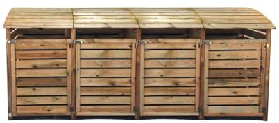 Mülltonnenbox 4er aus Holz | Mülltonnenverkleidung für vier Mülltonnen bis 240 Liter | wetterfest | Mülltonnenabtrennung | Mülltonnenhaus | Mülleimerbox | Müllbox | Mülltonnenabdeckung