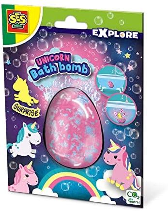 SES Creative 25126 - Einhorn Badebomben surprise, Schöne, große Badebombe (160 g), Überraschung für Kinder,kosmetisch getestet