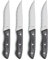 Amefa Hercule Steakmesser Set 4-teilig | Steakmesser mit Wellenschlif | Pakka-Holz-Griffe in Kastanie-Optik | Grillmesser | Pizzamesser | Steak Messer Set, Grau