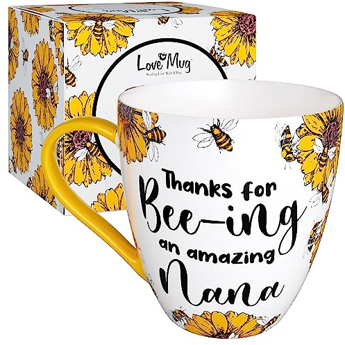 Love Mug®: A Heartfelt Gift for Your Nana, Perfect for Mother's Day. Featuring A Beautiful Mug with A Printed Message Inside, A Coaster and an Engraved Teaspoon. Award Winning UK Retailer