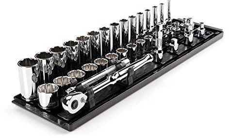 TEKTON 3/8 Inch Drive 12-Point Socket and Ratchet Set with Rails, 36-Piece (1/4-1 in.) | SKT13102