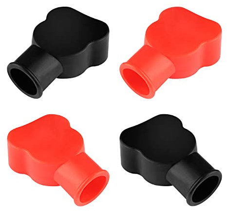 4PCS Battery Terminal Covers,Insulating PVC Battery Terminal Protector,Black&Red Marked Positive and Negative Car/Marine Battery Terminal Cover Kit