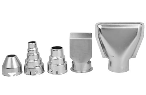 Heat Gun Nozzles, Fydun 5pcs Stainless Steel Hot Air Gun Nozzles Heat Gun Spare Nozzle for Hot Air Gun Soldering Station Nozzle Tool Heat Gun Nozzle Attachments
