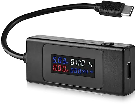 Nizirioo Typ-C USB Tester: Voltmeter USB Multimeter, 4-30V 0-6.5A Strommesser Spannungsprüfer Spannungs Stromtester USB Power Meter Multifunktions Anzeige Kapazität Spannung Arbeitszeit-Detekto