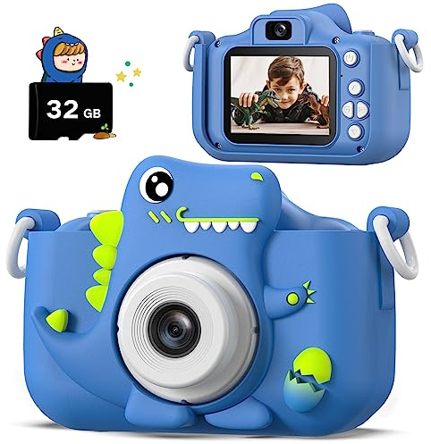 HOOMOON Appareil Photo Enfant, Caméra Selfie Jouet Fille Garçon, Carte SD 32 Go, Enregistreur Vidéo HD 1080p, Cadeaux d'anniversaire de Noël pour 3-12 Ans, Bleu