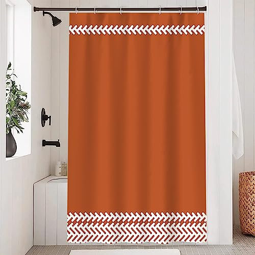 Uiiooazy Rideau Douche Orange, Rideau de Douche Anti Moisissure 120x180cm Terracotta Boheme Minimaliste Rideaux de Baignoire Tissu Lavable Imperméable Polyester Rideaux Salle de Bain avec 8 Crochets