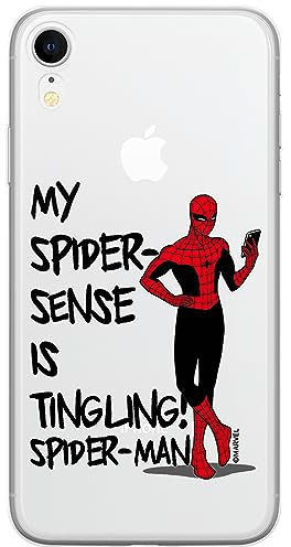 ERT GROUP mobile phone case for Iphone XR original and officially Licensed Marvel pattern Spider Man 024 optimally adapted to the shape of the mobile phone, partially transparent