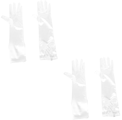 Holibanna 2 Paar Hochzeitskleid Handschuhe Hochzeitshandschuhe Für Die Braut Weiße Handschuhe Brauthandschuhe Aus Spitze Handschuhe Aus Ginsterspitze Lang Fingerhandschuhe Fräulein Satin
