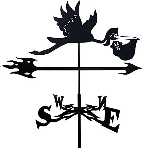 DEAVER Wetterfahne, Storch, Windrichtungsanzeige, Metall-Windfahne, Wetterhahn, Dekoration, Zuhause, Outdoor, Schuppen, Eisen, Hof, Garten, Ornament, Messwerkzeuge
